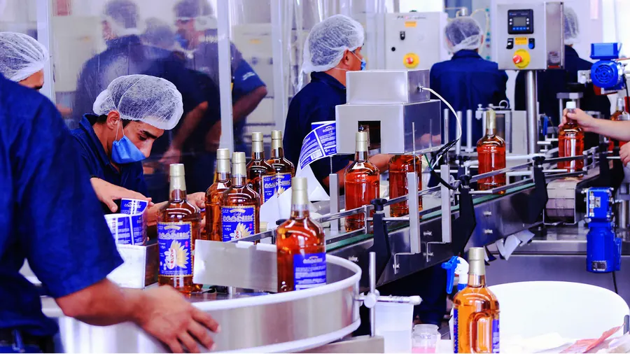 Línea de envasado de tequila en Jalisco con botellas Manik